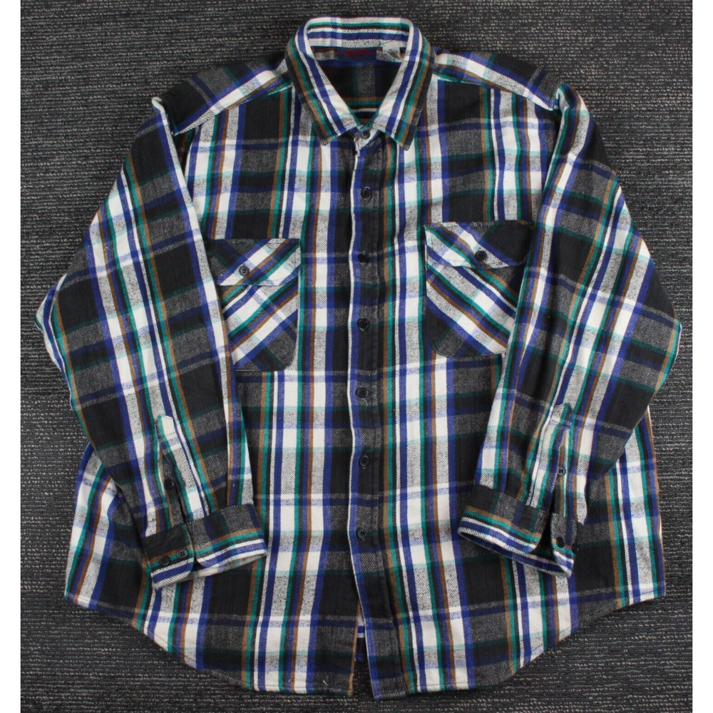 Dakota Mens Heavy Flannel XXL Gray Plaid